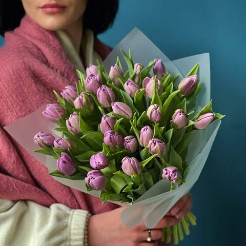 29 піоновидних тюльпанів у букеті «Бузоквий привіт», Квіти: Тюльпан піоновидний