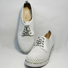 Красивые белые туфли женские летние GUERO G177-63 White.