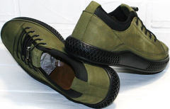 Мужские осенние кеды туфли из нубука Luciano Bellini C2801 Nb Khaki.
