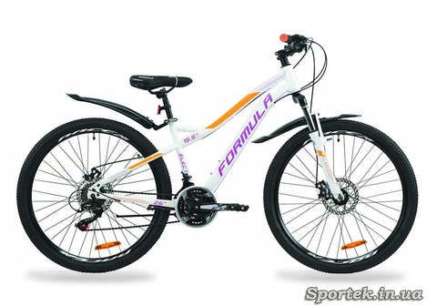 Горный женский велосипед Formula Electra AM DD - бело-фиолетовый с оранжевым