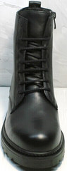 Черные женские ботинки на шнуровке весна осень Misss Roy 252-01 Black Leather.