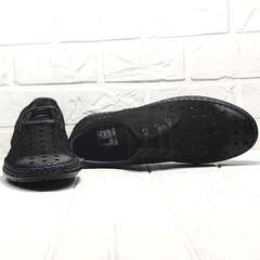 Мужские летние мокасины туфли с перфорацией кэжуал стиль Luciano Bellini 91754-S-315 All Black.
