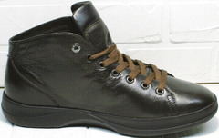 Коричневые кожаные ботинки кроссовки для ходьбы по городу Ikoc 1770-5 B-Brown.