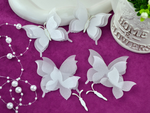 Заготовки для метеликів з блискучої органзи білі (на 2 метелика)