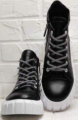 Высокие кеды женские осенние ботинки Maria Sonet 330k Black.