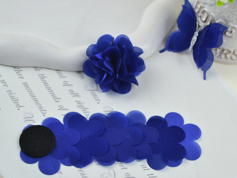 Заготовка для квітки з блискучої органзи синій електрик