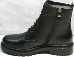 Брутальные ботинки женские демисезон Misss Roy 252-01 Black Leather.