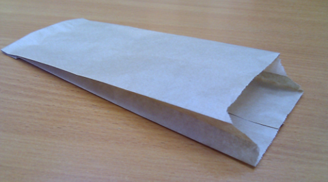 Пакет бумажный (саше) 100х70х230 мм белый (для половинки шаурмы)