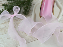 Стрічка-органза з ліскою по краю світло-рожева МАТОВА 50 мм