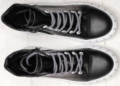 Черные ботинки кеды кожаные женские Maria Sonet 330k Black.