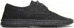 Летние туфли под джинсы мужские smart casual Luciano Bellini 91754-S-315 All Black.