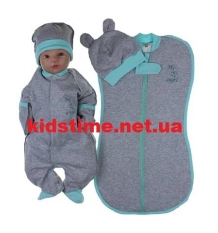 Набор одежды для новорожденного с начесом Ангел мята