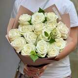 Photo of 17 peony roses in a bouquet «White Dawn»