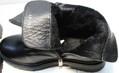 Модные осенние ботинки кожаные на байке женские Misss Roy 252-01 Black Leather.
