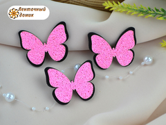 Патч-вирубка Метелик на черному фетрі міні яскраво-рожевий