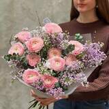 Photo of Spring fragrant bouquet of ranunculus and lilac «Tenderness in Love»