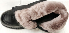 Кожаные лоферы ботинки с мехом женские Guero 264-2547 Black.