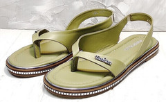 Модные сандалии вьетнамки женские Evromoda 454-411 Olive.