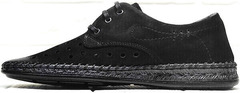Кожаные туфли мужские мокасины летние смарт кэжуал Luciano Bellini 91754-S-315 All Black.