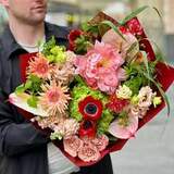 Photo of Lush colorful bouquet with peonies, anemones and gerberas «Luxurious accent»