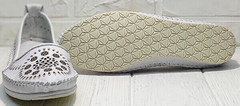 Летние мокасины женские туфли на плоской подошве Rozen 212 White.