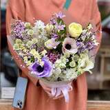 Photo of Fantastic bouquet with anemones and lilac «Mystic Oksanka»