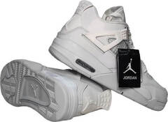 Белые мужские кроссовки с белой подошвой Nike Air Jordan Retro 4 All White.
