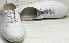 Белые женские кеды кроссовки из натуральной кожи стиль смарт кэжуал Rozen 115 All White.
