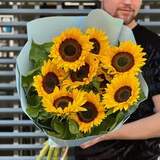 Photo of 9 sunflowers in a bouquet «Sunshine»