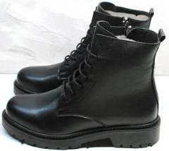 Молодежные осенние ботинки типа мартинсов женские Misss Roy 252-01 Black Leather.