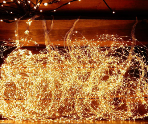 Светодиодная гирлянда роса проволока 600 led 25 линий по 2,5 м, 8 режимов от USB + пульт, адаптер. Теплый Белый