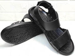 Черные кожаные босоножки сандали в спортивном стиле Zlett 7083 Black.