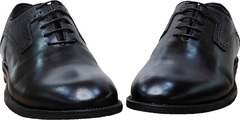 Классические черные туфли на шнуровке Luciano Bellini F2201 Black Leather.