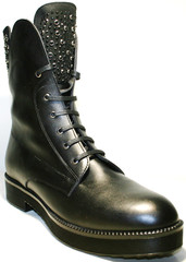 Ttucino обувь ботинки женские зима на шнуровке кожаные с мехом на низком каблуке Tucino