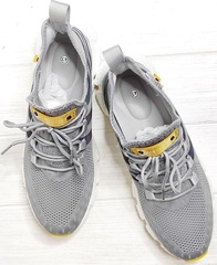 Серые кроссовки мужские лето. Модные кроссовки сетка. Стильные кроссовки для города Navi Grey White Yellow.