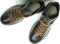 Стильные мужские кеды. Модные ботинки на шнуровке Ikoc 1770-5 B-Brown.