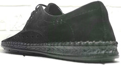 Черные туфли мужские мокасины на шнурках летние смарт кэжуал Luciano Bellini 91754-S-315 All Black.