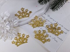 Набір сніжинок для обідка з зірочками золотий №3