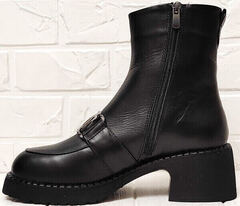Зимние ботильоны женские ботинки на каблуке 6 см Guero 264-2547 Black.