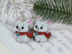 Патч-вирубка Зимовий зайчик зі сніжинкою