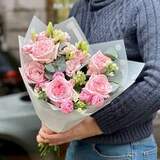 Photo of Pink bouquet with roses and eustomas «Sweet melody»
