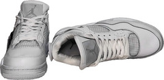 Модные мужские кроссовки из натуральной кожи Nike Air Jordan Retro 4 All White.
