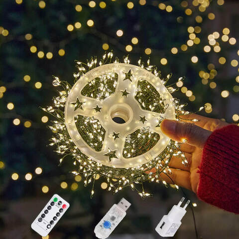Светодиодная гирлянда мишура «Роса», 50м, с пультом, 1500 LED, от USB и сети 220V, 8 режимов, Теплый белый