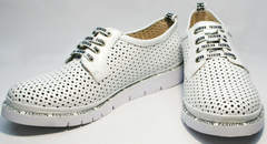 Легкие летние туфли белые большого размера женские GUERO G177-63 White
