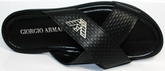 Кожаные мужские шлепанцы Giorgio Armani 101 01Black.