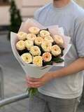 Photo of 15 peony roses in a bouquet «Creme Brulee»