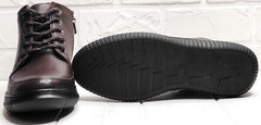 Женские кожаные ботинки кеды на толстой подошве Evromoda 535-2010 S.A. Dark Brown.