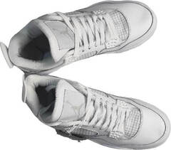 Легкие кроссовки кожа мужские Nike Air Jordan Retro 4 All White.
