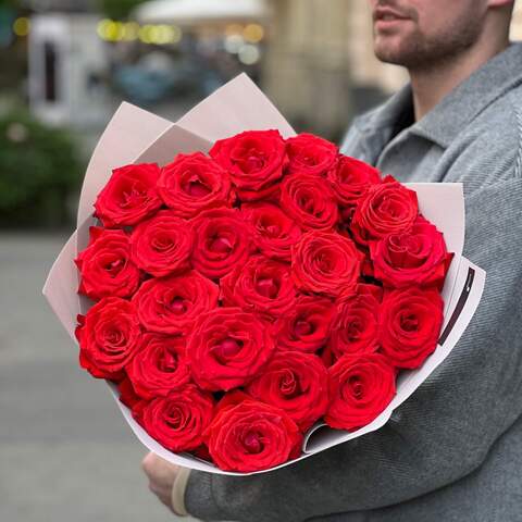 25 розкішних яскраво-червоних троянд Nina, Квіти: Троянда, 25 шт.