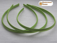 Ободки обшитые атласом салатовые ширина 1 см